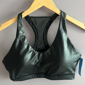 Black Faux Leather Sports Bra. Large. NWT